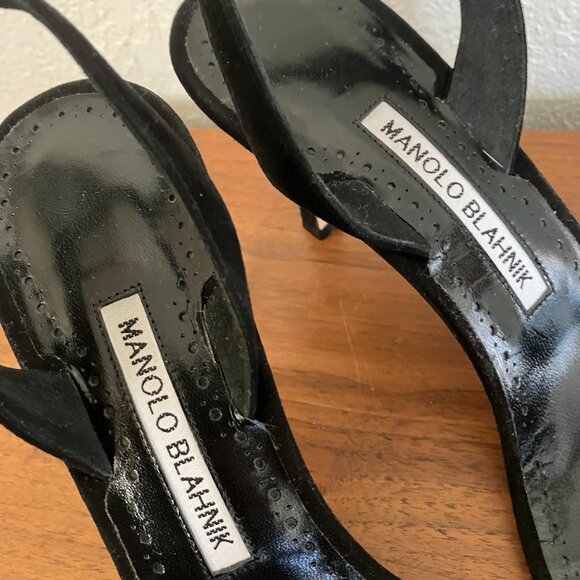 Manolo Blahnik Black, Strappy Heels, Sling Back, Open Toe, EU 39 US 8 - Picture 7 of 7